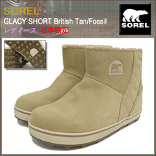 SOREL GLACY SHORT British Tan/Fossil WOMENS LL5195-265画像
