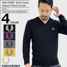 FRED PERRY Wool Classic Tipped V Neck Sweater K7210画像