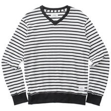 CRIMIE BORDER V KNIT (BLACK&times;WHITE) C1E5-KN12画像