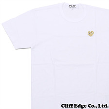 PLAY COMME des GARCONS GOLD HEART ONE POINT TEE WHITExGOLD画像