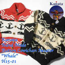 Kanata Hand Made Button Cowichan Sweater "Whale"画像