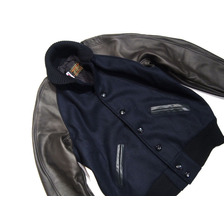 SKOOKUM BASEBALL AWARD JACKET /navy x brown画像
