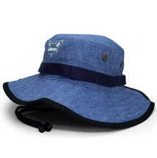 Mitchell & Ness CHARLOTTE HORNETS DENIM PRINTED BOONIE BUCKET HAT BLUE LVMNCRH027画像