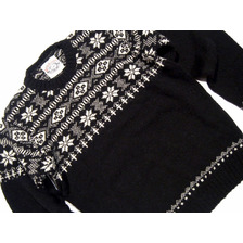 Jamieson's #MK158-731M CREWNECK FAIRISLE SWEATER/black mix画像
