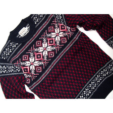 INVERALLAN #113019 SHETLAND JACQUARD SNOW FLAKE CREWNECK SWEATER/new navy画像