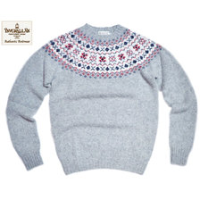 INVERALLAN #113021 NORDICK FAIRISLE YOKE SHETLAND SWEATER silver画像