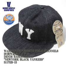 EBBETS FIELD FLANNELS &times; WAREHOUSE DENIM BASEBALL CAP "NEWYORK BLACK YANKEES"画像