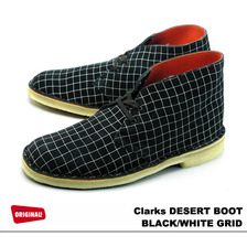 Clarks DESERT BOOT BLACK/WHITE GRID 26110027画像