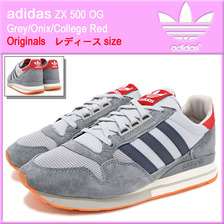 adidas Originals WOMENS ZX 500 OG Grey/Onix/College Red S77321画像