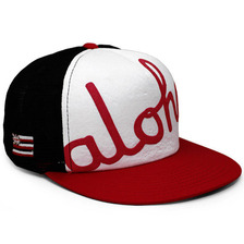 Aloha Army ALOHA OBEESE TRUCKER MESH CAP WHITExRED ALA022画像