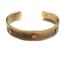 STUDEBAKER METALS 3 RIVET BRASS CUFF BRACELET画像