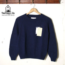 INVERALLAN CREW NECK FLAT STITCH COTTON DARK INDIGO画像