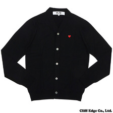 PLAY COMME des GARCONS SMALL RED HEART COTTON CARDIGAN BLACK画像