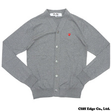 PLAY COMME des GARCONS SMALL RED HEART COTTON CARDIGAN GRAY画像
