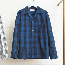 UNUSED Open collar check shirt. US1126画像