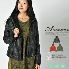 AVIREX ZIP UP SHEEP LEATHER PARKA 6261015画像