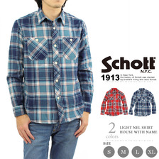Schott LIGHT NEL SHIRT HOUSE WITH NAME 3165006画像