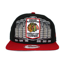 NEW ERA CHICAGO BLACKHAWKS STANLEY CUP 6CUPS SNAPBACK BLACKxRED LVNECBH121画像