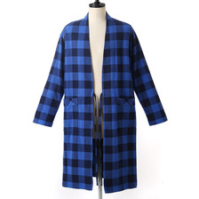 GOLD TWILL BLOCK CHECK NO COLLAR ROBE COAT GL13546画像