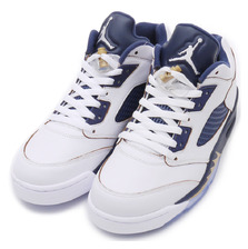 NIKE AIR JORDAN 5 LOW RETRO WHITE/METALLIC GOLD STAR-MIDNIGHT NAVY 819171-135画像