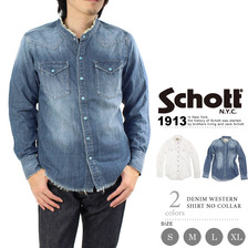 Schott DENIM WESTERN SHIRT NO COLLAR 3165004画像