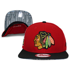 NEW ERA CHICAGO BLACKHAWKS STANLEY CUP 6X CHAMPS SNAPBACK REDxBLACK LVNECBH123画像