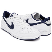 NIKE AIR JORDAN 1 RETRO LOW OG ''METALLIC BLUE'' WHITE / MIDNIGHT NAVY 705329-106画像
