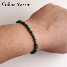 Colina Yazzie Turquoise Heishi Beads Bracelet Turquoise &times; Beige画像