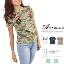 AVIREX WOMENS S/S POLO SHIRT TOP GUN 6263170画像