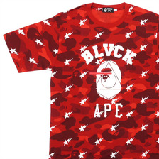 A BATHING APE &times; BLACK SCALE CAMO TEE RED画像