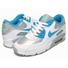 NIKE AIR MAX 90 LEATHER GS wht/b.lagoon-m.slv 724852-104画像