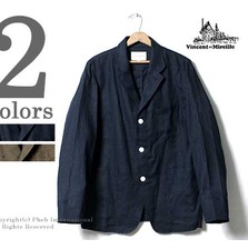 VINCENT ET MIREILLE リネン フレンチワークジャケット テイラードジャケット VM16SO-03LI画像
