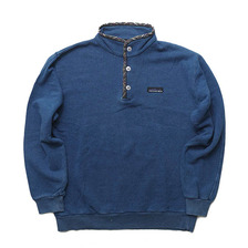 THOUSAND MILE インディゴ染め 長袖 スタンドネック スウェット メンズ画像