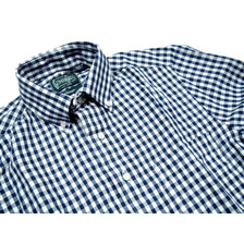 GITMAN VINTAGE L/S REGULAR FIT B.D. PULLOVER LINEN GINGHAN CHECK SHIRTS/navy画像