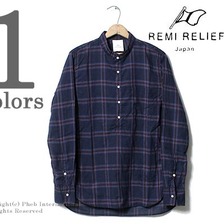 REMI RELIEF インディゴ スタンドプルオーバーシャツ RN1618-9068画像