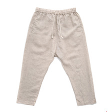 GOLD LINEN BROAD 4/5 LENGTH EASY PANTS GL41519画像