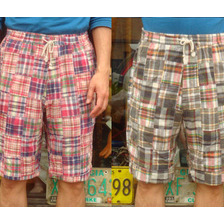 SUGAR CANE Light MADRAS CHECK PATCHWORK EASY SHORTS SC51528画像
