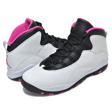 NIKE GIRLS AIR JORDAN 10 RETRO GS p.pltnm/v.pink-blk-v.pink 487211-008画像