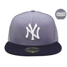 NEW ERA &times; KITH NEW YORK YANKEES NY LOGO FITTED GREYxNAVY KTNENYY1422画像