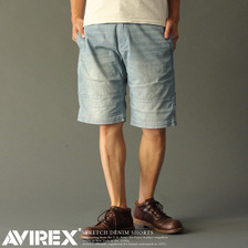 AVIREX TYPE BLUE STRETCH DENIM SHORTS 6166142画像