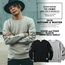 CRIMIE HORSE AND TIGER SLEEVE CREW NECK SWEAT C1F5-SW20画像