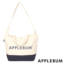 APPLEBUM LOGO CANVAS SHOULDER TOTE BAG WHITE画像