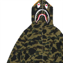 A BATHING APE 1ST CAMO SHARK FULL ZIP HOODIE GREEN 1C20-115-018画像