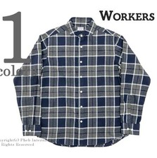 Workers Wide Spread Shirt, Indigo Flannel画像