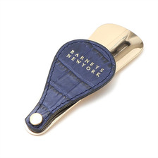 BARNEYS NEWYORK BRASS SHOE HORN CROCO NAVY LEATHER画像