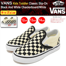VANS Kids Toddler Classic Slip-On Black And White Checkerboard/White VN-000EX8BWW画像