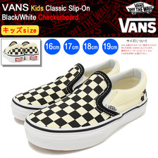VANS Kids Classic Slip-On Black/White Checkerboard VN-000ZBUEO1画像