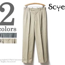 SCYE BASICS ワイドストレートトラウザーズ オックスフォードバグス サンホーキン綿ムラ糸チノパン 5116-83512画像