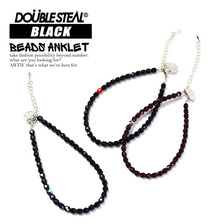 DOUBLE STEAL BLACK BEADS ANKLET 463-90213画像