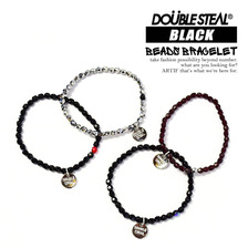 DOUBLE STEAL BLACK BEADS BRACELET 463-90212画像